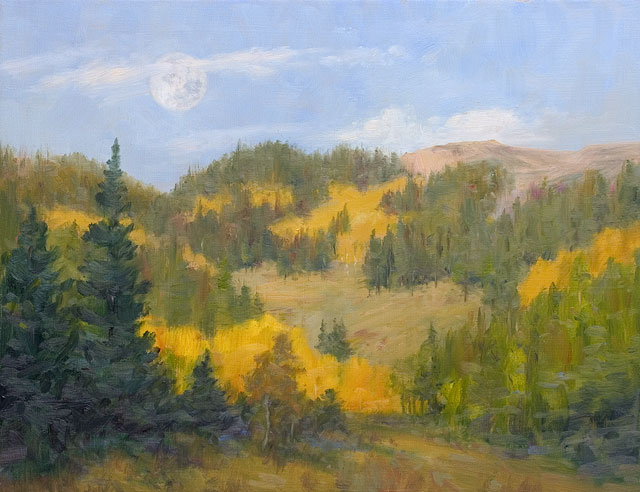 "Moonset" by Dan D'Amico, a plein air landscape painting